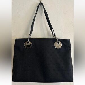 Gucci Black Tote Bag with Silver Accents